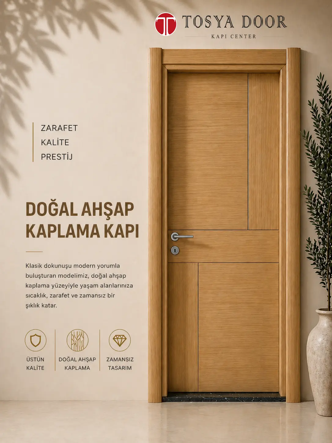 Doğal Ahşap Kaplama Kapılar